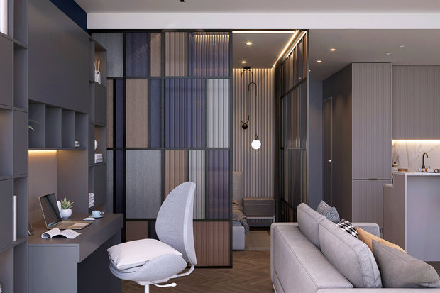 Фотография: Кабинет в стиле Современный, Квартира, Студия, Проект недели, Москва, 1 комната, 40-60 метров, Оксана Дьяпич – фото на INMYROOM