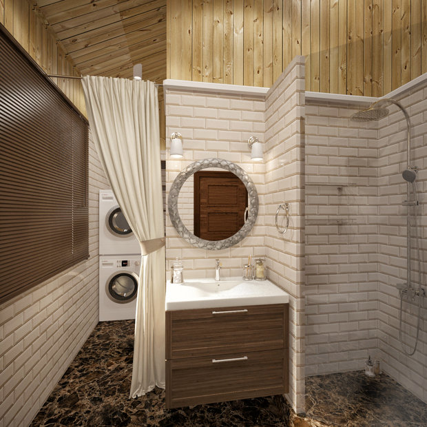 Фотография: Ванная в стиле Прованс и Кантри, Дом, Проект недели, Дача, Дом и дача, Дмитровский район, Татьяна Безверхая – фото на INMYROOM