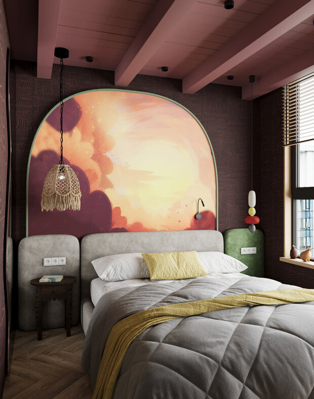 Фотография: Спальня в стиле Современный, Эклектика, Квартира, Проект дня, Москва, 1 комната, 40-60 метров, современный с элементами эклектики, фото интерьера, дизайн интерьера фото – фото на INMYROOM
