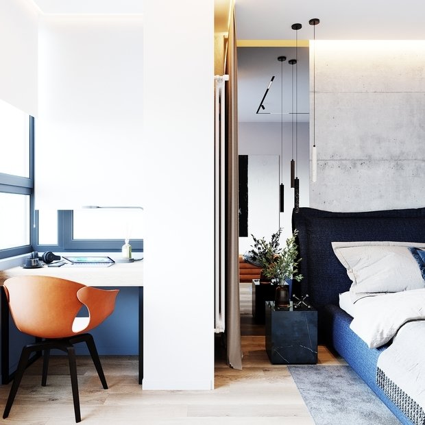 Фотография: Спальня в стиле Лофт, Современный, Квартира, Проект недели, Москва, 4 и больше, Более 90 метров, Студия 20:18 – фото на INMYROOM