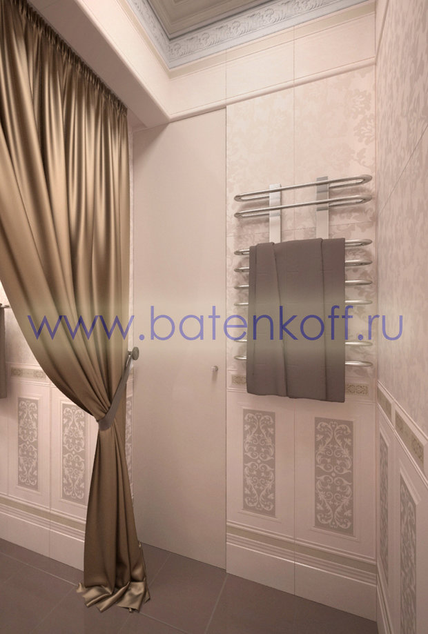 Фото из портфолио Дизайн проект гостевого туалета в классическом стиле на Юмашева от дизайн студии Батенькофф. – фотографии дизайна интерьеров на InMyRoom.ru