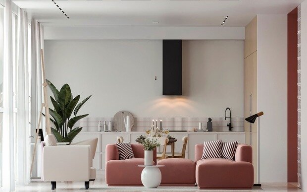 Фотография: Гостиная в стиле Современный, Минимализм, Квартира, Проект недели, Санкт-Петербург, 2 комнаты, 60-90 метров, Монолитно-кирпичный, Студия дизайна Максимаджи – фото на INMYROOM