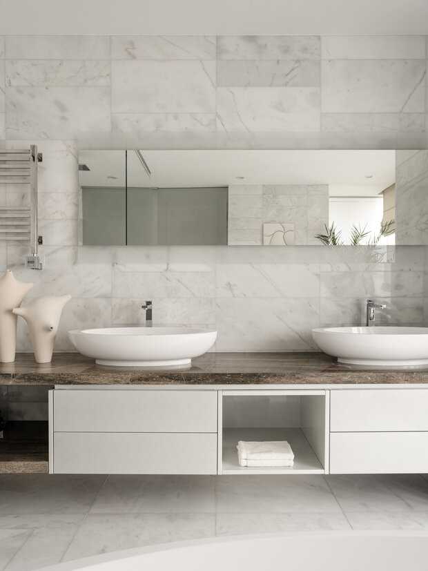 Фотография: Ванная в стиле Современный, Минимализм, Квартира, Проект дня, Москва, 3 комнаты, Более 90 метров, минимализм с элементами современного дизайна, Юлия Данилова-Нитусова – фото на INMYROOM