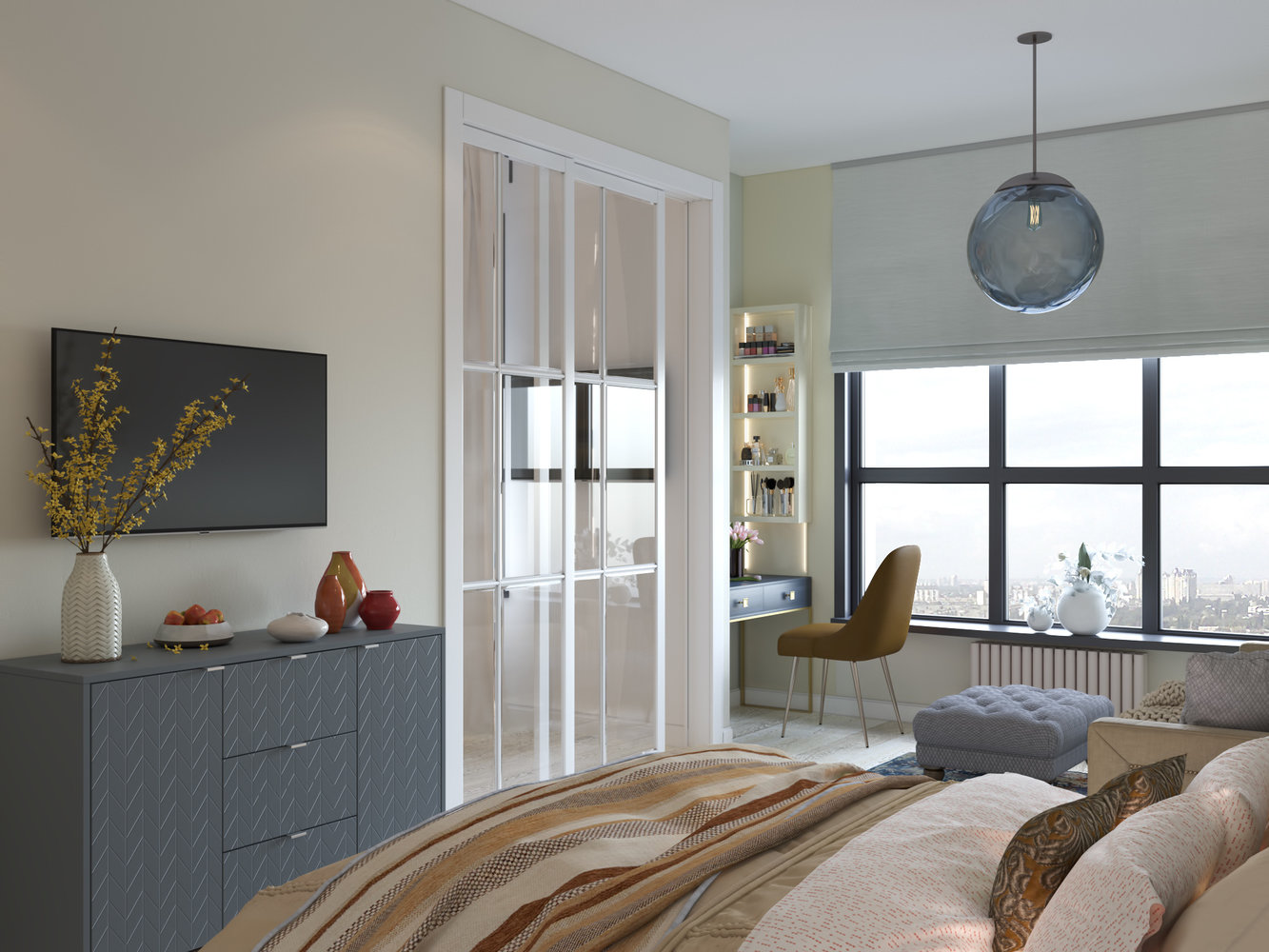 Фотография: Спальня в стиле Современный, Квартира, Проект недели, Москва, Ирина Кривцова, Монолитный дом, 1 комната, 40-60 метров – фото на INMYROOM Фотография: Спальня в стиле Современный, Квартира, Проект недели, Москва, Ирина Кривцова, Монолитный дом, 1 комната, 40-60 метров – фото на INMYROOM