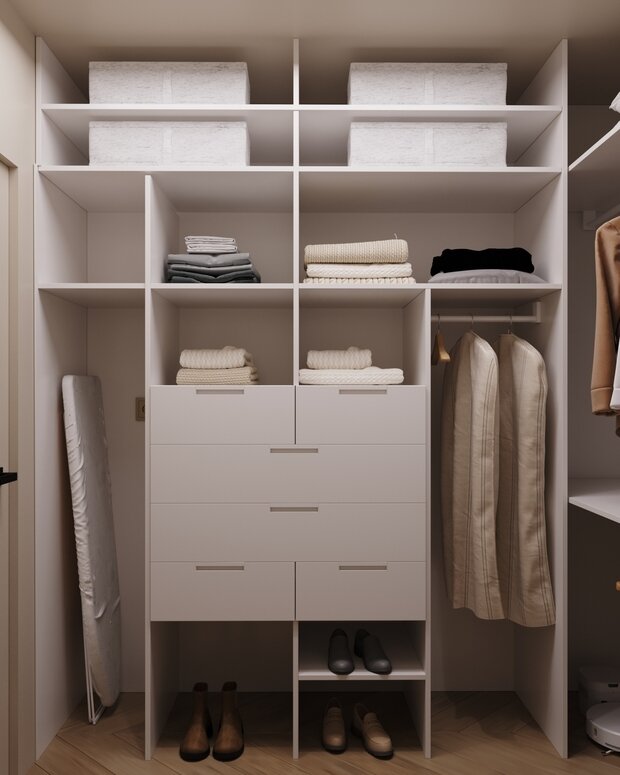 Фотография: Гардеробная в стиле Современный, Квартира, Проект дня, Монолитный дом, 2 комнаты, 40-60 метров, Илона Рафикова – фото на INMYROOM