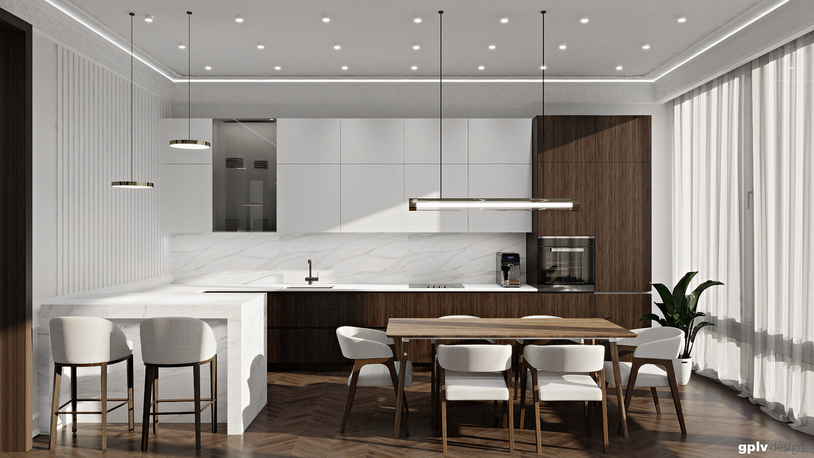 Фото из портфолио Совмещенная кухня гостиная в проекте ЖК Аэробус 150 – фотографии дизайна интерьеров на INMYROOM Фото из портфолио Совмещенная кухня гостиная в проекте ЖК Аэробус 150 – фотографии дизайна интерьеров на INMYROOM