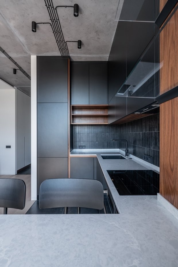 Фотография: Кухня и столовая в стиле Лофт, Современный, Квартира, Студия, Минимализм, Проект недели, Киев, Lauri Brothers, Юрий Лаури, Сергей Лаури, Дмитрий Роганов – фото на INMYROOM