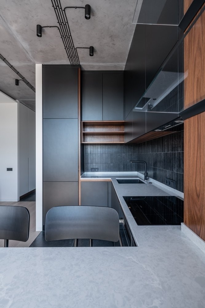 Фотография: Кухня и столовая в стиле Лофт, Современный, Квартира, Студия, Минимализм, Проект недели, Киев, Lauri Brothers, Юрий Лаури, Сергей Лаури, Дмитрий Роганов – фото на INMYROOM