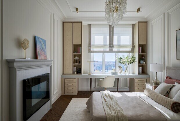 Фотография: Спальня в стиле Классический, Современный, Квартира, Проект дня, 3 комнаты, Более 90 метров, Эксклюзивные проекты, современный с элементами неоклассики, Новосибирская область, Кольцово – фото на INMYROOM