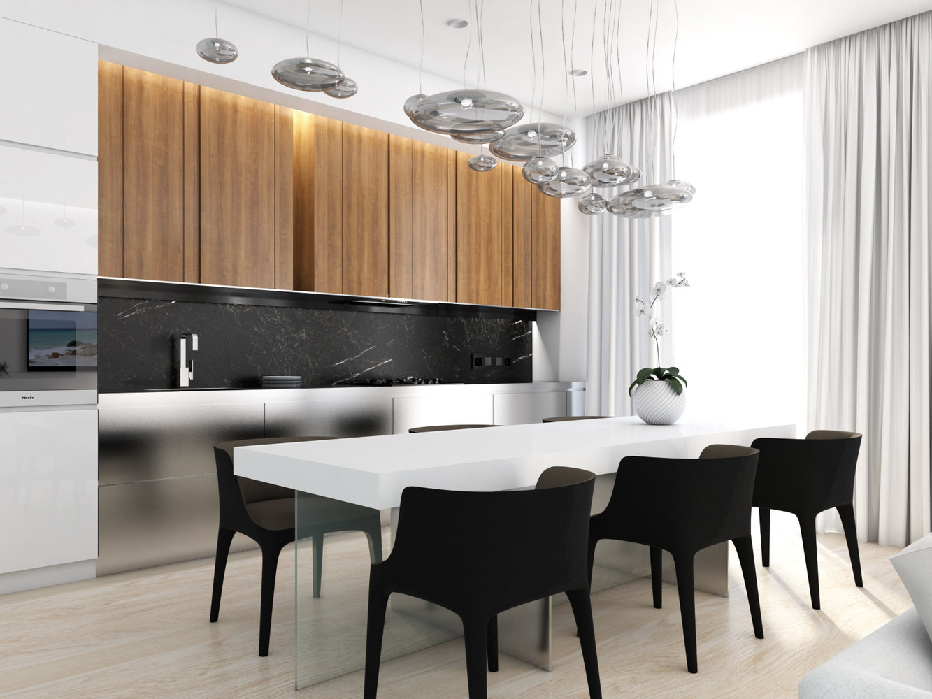 Фотография: Кухня и столовая в стиле Современный, Минимализм, Квартира, Проект недели, Санкт-Петербург, Эко, 3 комнаты, 60-90 метров, Монолитно-кирпичный, Background, ЖК «Жемчужный Фрегат» – фото на INMYROOM Фотография: Кухня и столовая в стиле Современный, Минимализм, Квартира, Проект недели, Санкт-Петербург, Эко, 3 комнаты, 60-90 метров, Монолитно-кирпичный, Background, ЖК «Жемчужный Фрегат» – фото на INMYROOM