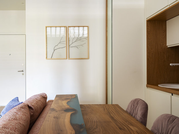 Фотография: Кухня и столовая в стиле Скандинавский, Минимализм, Современный, Квартира, Студия, Проект дня, Москва, Кирпичный дом, до 40 метров, Анна Морозова, ЖК Резиденция композиторов – фото на INMYROOM