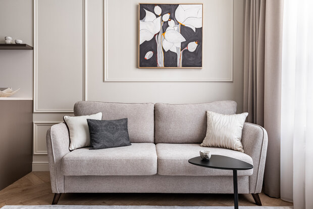 Фотография: Гостиная в стиле Современный, Квартира, Проект дня, 2 комнаты, 40-60 метров, Анна Жижайкина, современный с элементами неоклассики – фото на INMYROOM