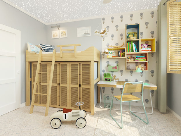 Фотография: Детская в стиле Эко, Прованс и Кантри, Скандинавский, Квартира, Проект недели, Москва, Виктория Золина, Zi-Design Interiors, Панельный дом, 2 комнаты, 40-60 метров, П-44ТМ – фото на INMYROOM