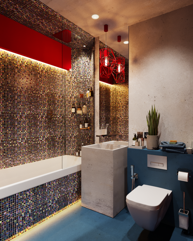 Фотография: Ванная в стиле Лофт, Эклектика, Квартира, Проект недели, Москва, 3 комнаты, 60-90 метров, Алена Горская – фото на INMYROOM