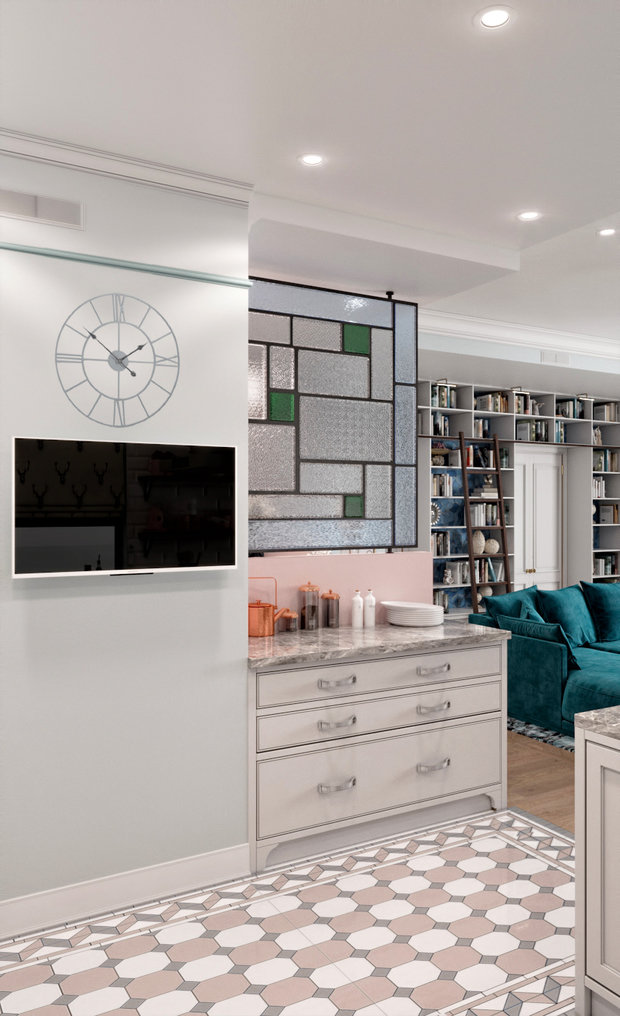 Фотография: Кухня и столовая в стиле Эклектика, Классический, Современный, Квартира, Проект недели, Москва, Татьяна Безверхая, 4 и больше, Более 90 метров, Монолитно-кирпичный – фото на INMYROOM