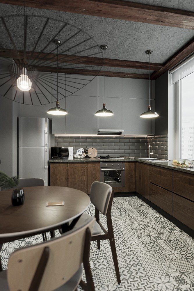 Фотография: Кухня и столовая в стиле Лофт, Квартира, Проект недели, Москва, Монолитный дом, 2 комнаты, 40-60 метров, CENS architects, ЖК «Технопарк» – фото на INMYROOM