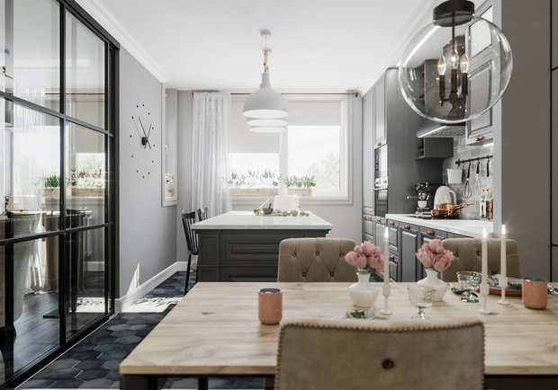 Фотография: Кухня и столовая в стиле Эклектика, Гид, студия Mango, Алена Тимонина, Андрей Тимонин, Светлана Удзилаури, Виктория Лазарева, Студия 20:18 – фото на INMYROOM