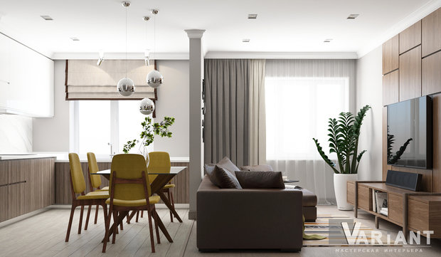 Фото из портфолио Светлая кухня-гостиная – фотографии дизайна интерьеров на INMYROOM