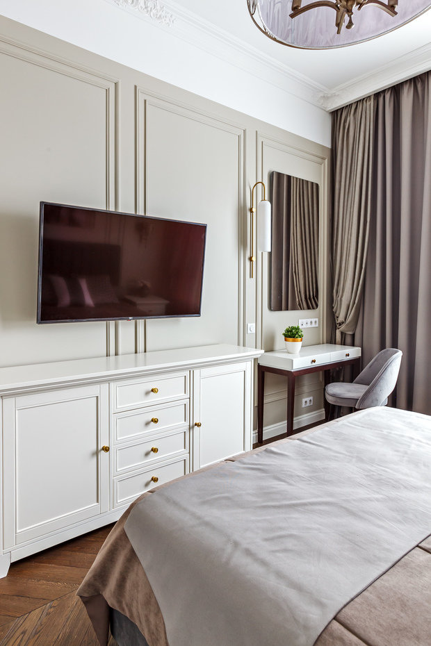 Фотография: Спальня в стиле Классический, Современный, Квартира, Проект недели, Москва, Татьяна Воронцова, 3 комнаты, 60-90 метров – фото на INMYROOM