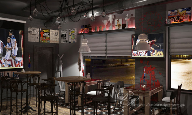 Фото из портфолио League bar. Спорт-бар – фотографии дизайна интерьеров на INMYROOM
