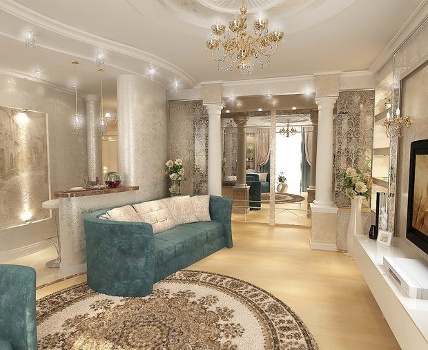 Фото из портфолио Гостиная-кухня в классическом стиле – фотографии дизайна интерьеров на INMYROOM