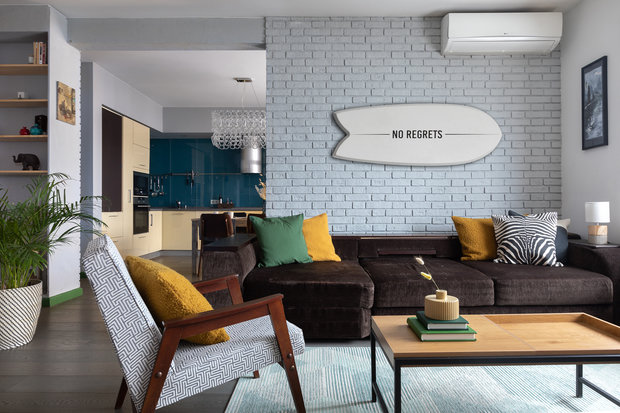 Фотография: Гостиная в стиле Скандинавский, Современный, Квартира, Проект недели, Москва, 3 комнаты, 60-90 метров, Анна Никитина – фото на INMYROOM