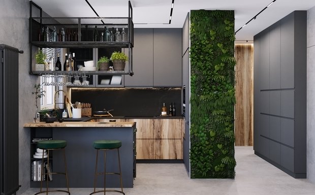 Фотография: Кухня и столовая в стиле Лофт, Современный, Квартира, Проект недели, Санкт-Петербург, 3 комнаты, 60-90 метров, Монолитно-кирпичный, Студия 20:18 – фото на INMYROOM