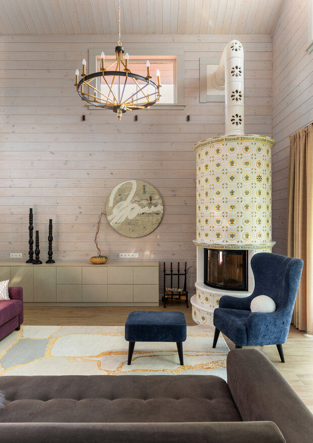 Фотография: Гостиная в стиле Современный, Дом, Проект дня, Дом и дача, Московская область, 4 и больше, Более 90 метров, Ирина Заверталюк – фото на INMYROOM