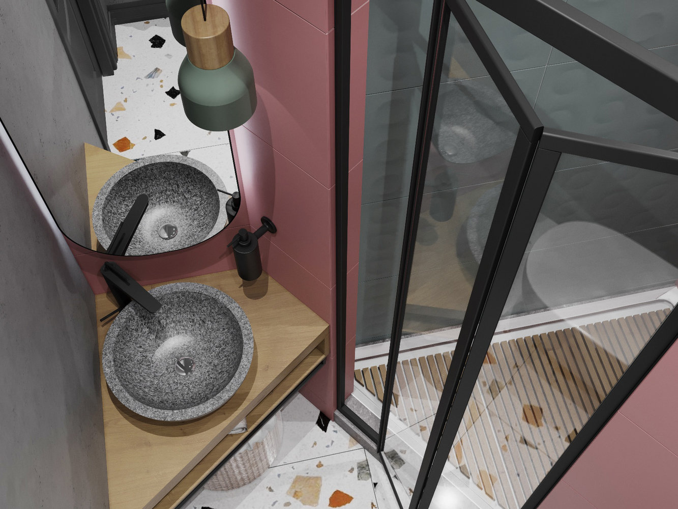 Фотография: Ванная в стиле Современный, Кухня и столовая, Гостиная, Детская, Спальня, Гардеробная, Квартира, Проект недели, Зеленый, Синий, Розовый, 3 комнаты, 60-90 метров, ПРЕМИЯ INMYROOM – фото на INMYROOM