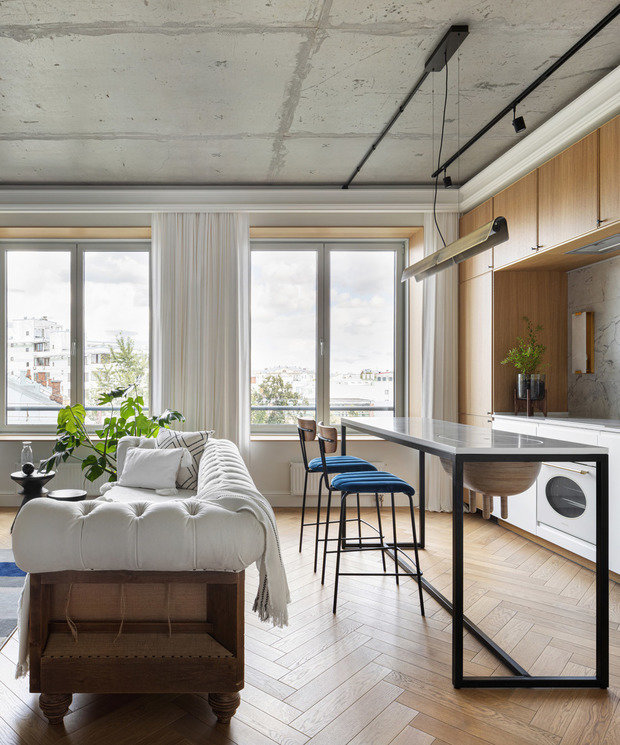 Фотография: Кухня и столовая в стиле Современный, Эклектика, Малогабаритная квартира – фото на INMYROOM