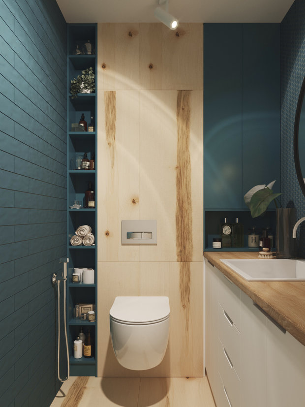 Фотография: Ванная в стиле Современный, Эко, Квартира, Проект недели, Москва, Юлия Чернова, Кирпичный дом, 3 комнаты, 60-90 метров – фото на INMYROOM