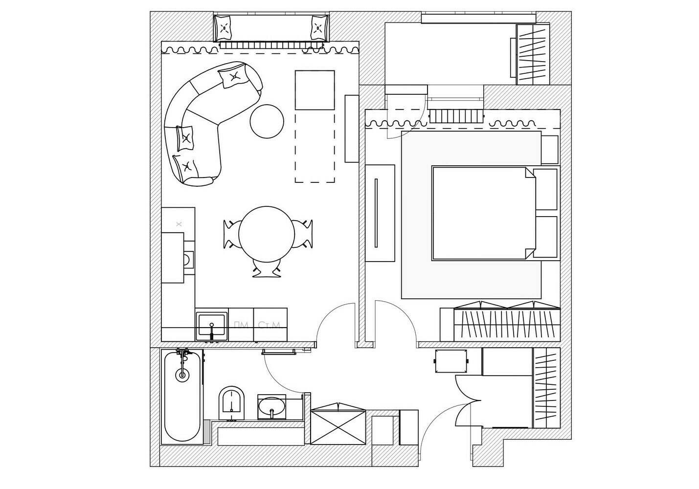Фотография: Планировки в стиле , Классический, Современный, Квартира, Проект дня, Москва, 2 комнаты, 40-60 метров, Индивидуальный проект, Лина Князева, ЖК «Серебряный парк» – фото на INMYROOM Фотография: Планировки в стиле , Классический, Современный, Квартира, Проект дня, Москва, 2 комнаты, 40-60 метров, Индивидуальный проект, Лина Князева, ЖК «Серебряный парк» – фото на INMYROOM