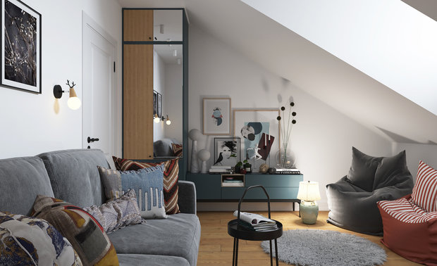 Фото из портфолио Трехкомнатная квартира на мансардном этаже. – фотографии дизайна интерьеров на INMYROOM