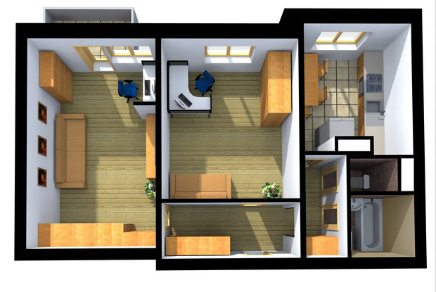 Фотография: Планировки в стиле , Квартира, Дома и квартиры, Перепланировка, П-3 – фото на INMYROOM