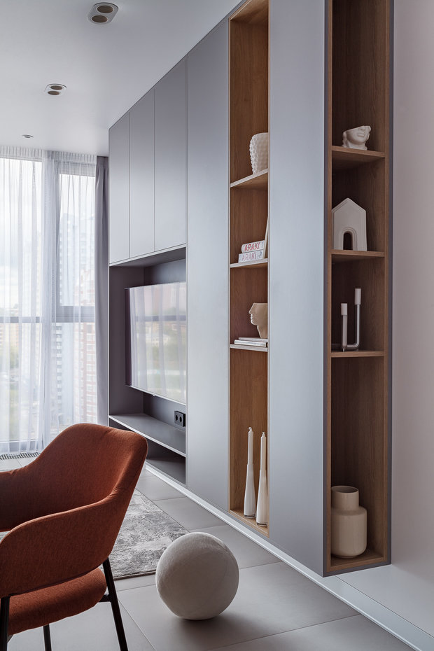 Фотография: Гостиная в стиле Современный, Квартира, Проект недели, Самара, 2 комнаты, 40-60 метров, HomeBox Interiors, Яна Феклина, Лидия Анищенко – фото на INMYROOM