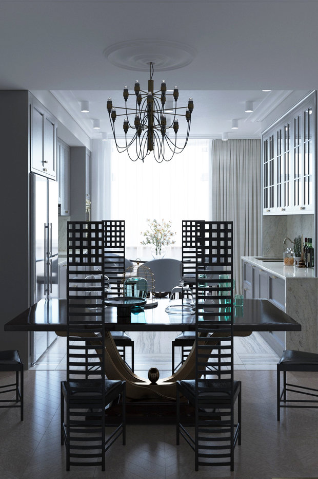 Фото из портфолио Квартира современная классика - 135 кв. Кухня-гостиная – фотографии дизайна интерьеров на INMYROOM