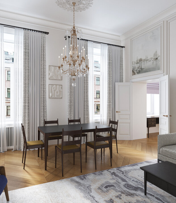 Фотография: Кухня и столовая в стиле Классический, Современный, Эклектика, Квартира, Проект недели, Санкт-Петербург, Кирпичный дом, 4 и больше, Более 90 метров, Osterman Interiors, Маргарита Остерман – фото на INMYROOM