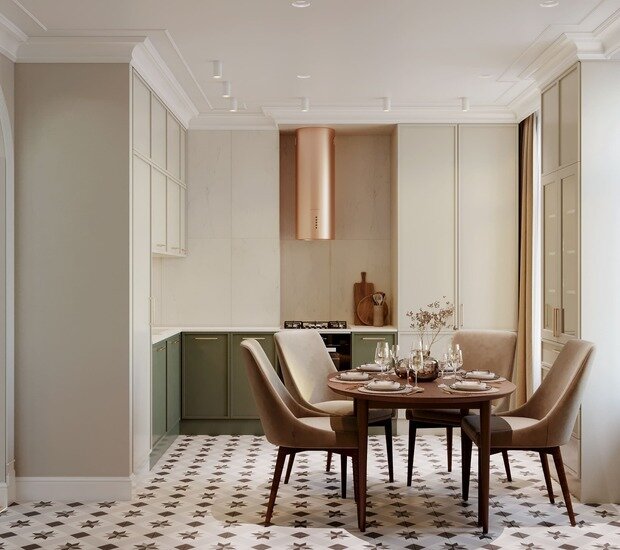 Фотография: Кухня и столовая в стиле Современный, Минимализм, Классический, Квартира, Проект недели, Санкт-Петербург, Кирпичный дом, 4 и больше, 60-90 метров, Студия дизайна Максимаджи – фото на INMYROOM