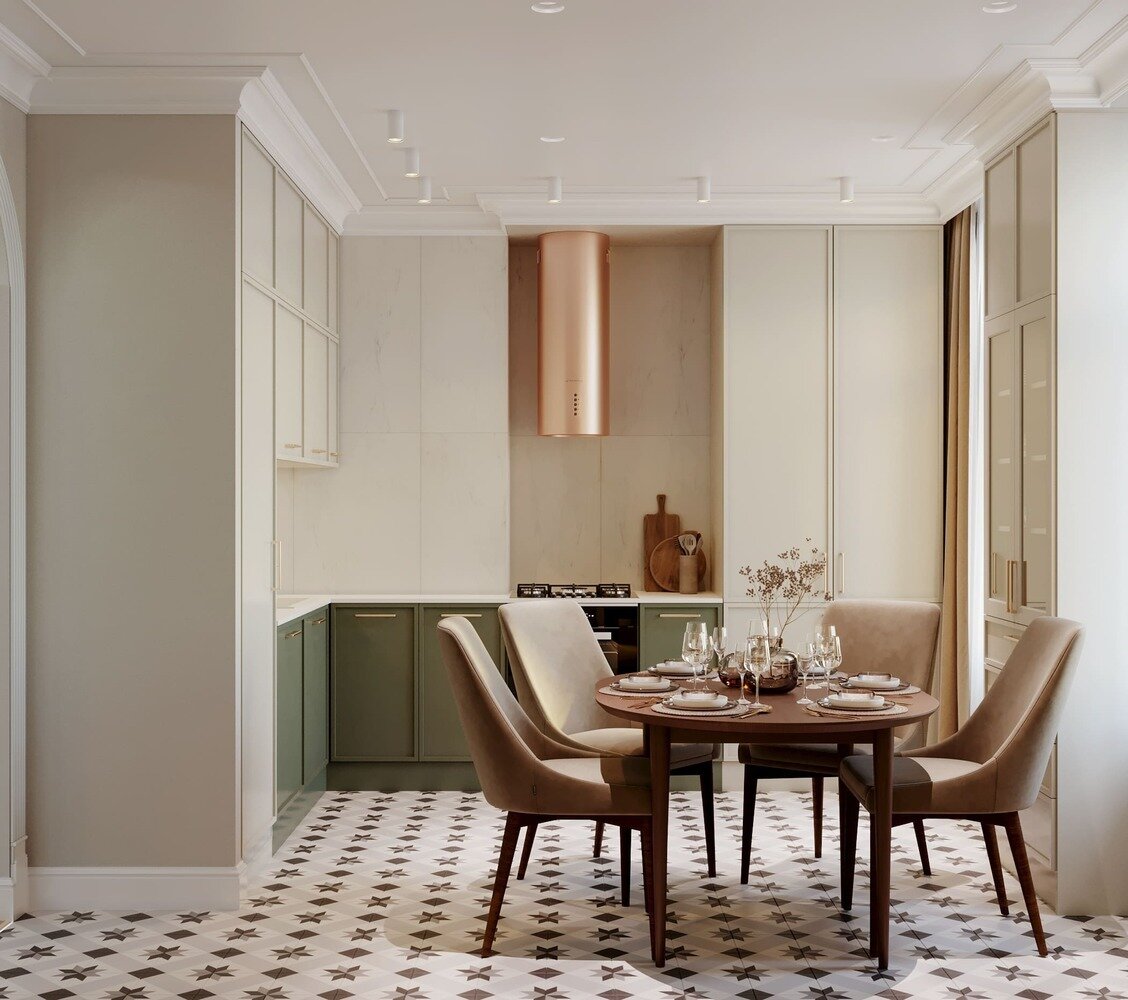Фотография: Кухня и столовая в стиле Современный, Минимализм, Классический, Квартира, Проект недели, Санкт-Петербург, Кирпичный дом, 4 и больше, 60-90 метров, Студия дизайна Максимаджи – фото на INMYROOM