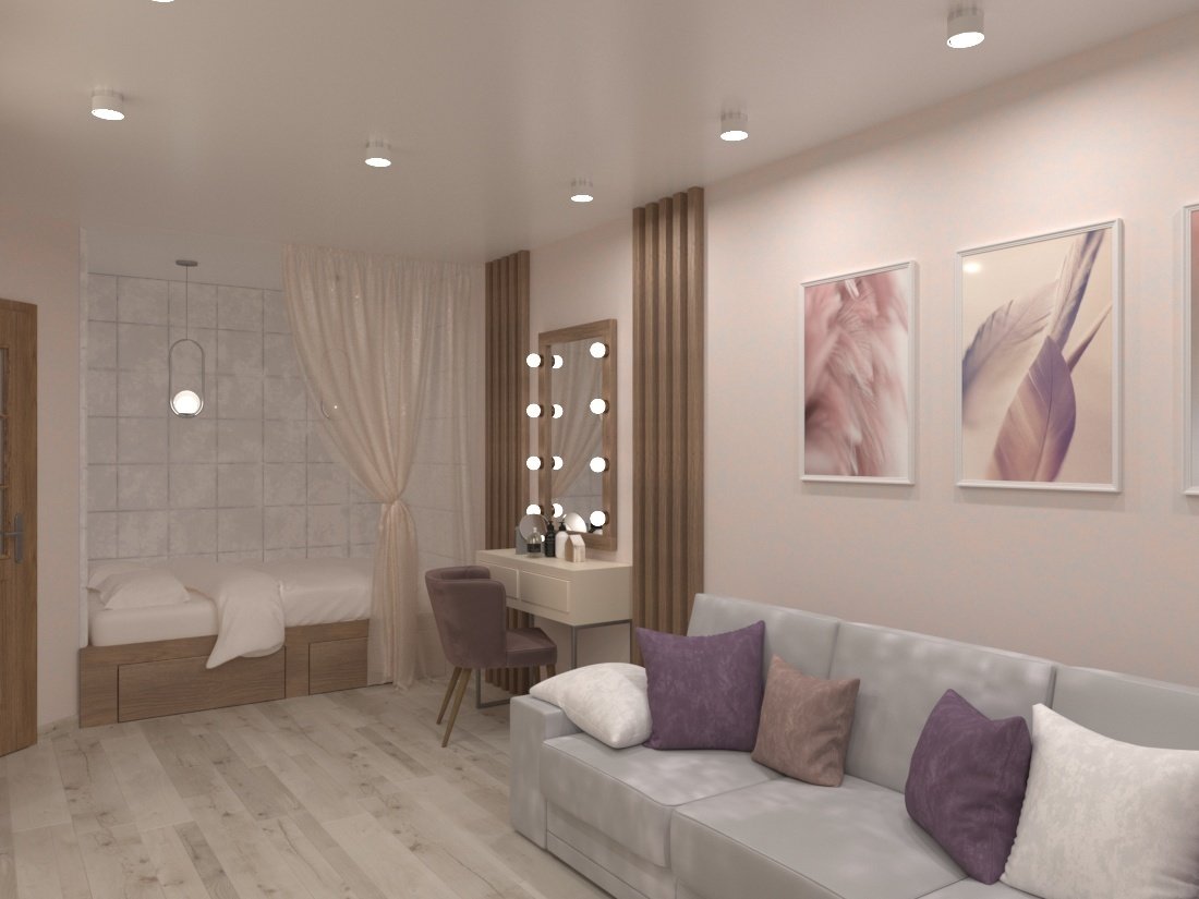 Фото из портфолио Дизайн интерьера однокомнатной квартиры – фотографии дизайна интерьеров на INMYROOM Фото из портфолио Дизайн интерьера однокомнатной квартиры – фотографии дизайна интерьеров на INMYROOM