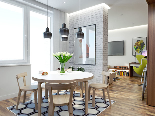 Фотография: Кухня и столовая в стиле Лофт, Современный, Скандинавский, Квартира, Россия, Планировки, Мебель и свет, Проект недели, Подмосковье, Belinka, WoodBee, Artek, AJ Louis Poulsen, Massive NERO, Flos Aim, Антон Севастьянов – фото на INMYROOM