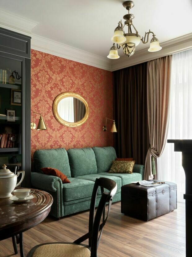 Фотография: Гостиная в стиле Классический, Эклектика, Винтажный, Квартира, Проект дня, Калининград, 1 комната, 40-60 метров, Анна Миклашевская – фото на INMYROOM