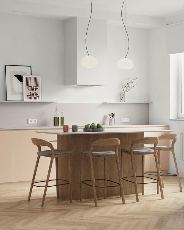 Фотография: Кухня и столовая в стиле Современный, Минимализм, Квартира, Проект недели, Москва, Монолитный дом, 3 комнаты, Более 90 метров, AE Design, Екатерина Ткаченко, Алиса Сивякова – фото на INMYROOM