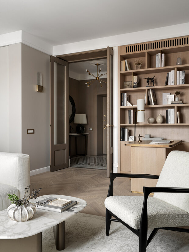 Фотография: Гостиная в стиле Современный, Квартира, Проект дня, Москва, 2 комнаты, 60-90 метров, Эксклюзивные проекты, минимализм с элементами современного дизайна, эклектика: парижский шик, Кирилл Шабанов – фото на INMYROOM