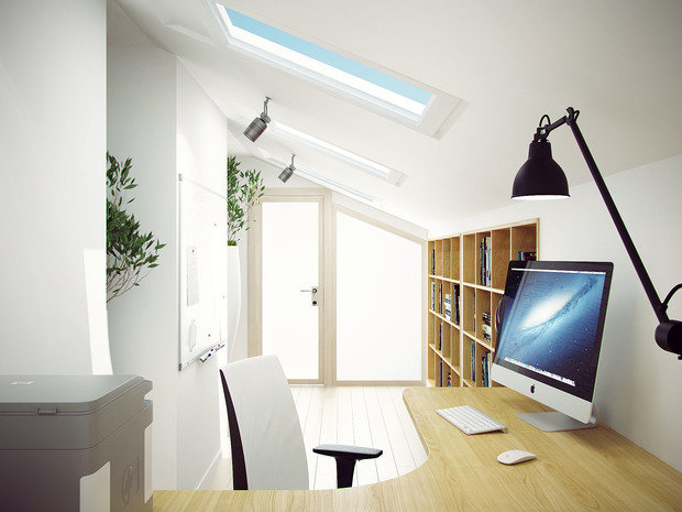 Фото из портфолио Офис на мансардном этаже – фотографии дизайна интерьеров на INMYROOM