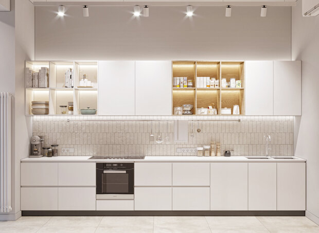 Фотография: Кухня и столовая в стиле Современный, Минимализм, Квартира, Проект недели, Воронеж, Кирпичный дом, 3 комнаты, 60-90 метров, Более 90 метров, TOU ARCHITECTS – фото на INMYROOM