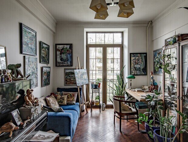 Фотография: Кабинет в стиле Эклектика, Квартира, Проект дня, Москва, Сталинка, Кирпичный дом, 3 комнаты, 60-90 метров, Винтажный – фото на INMYROOM