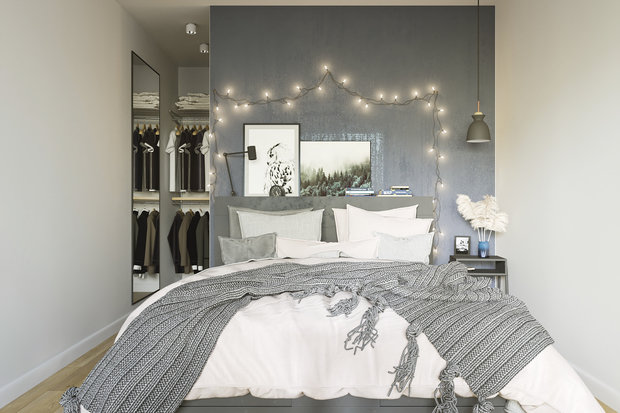 Фотография: Спальня в стиле Скандинавский, Минимализм, Квартира, Белый, Проект недели, Бежевый, 3 комнаты, Более 90 метров, ПРЕМИЯ INMYROOM, Валентина Лабодина – фото на INMYROOM