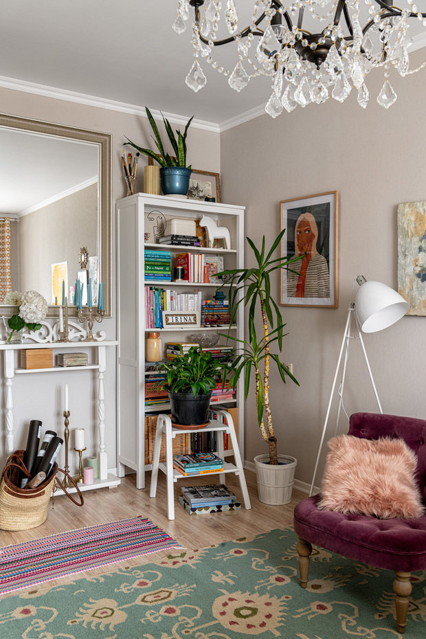 Фотография: Спальня в стиле Прованс и Кантри, Скандинавский, Эклектика, Квартира, Проект недели, Красногорск, 1 комната, до 40 метров, Ирина Очирова – фото на INMYROOM