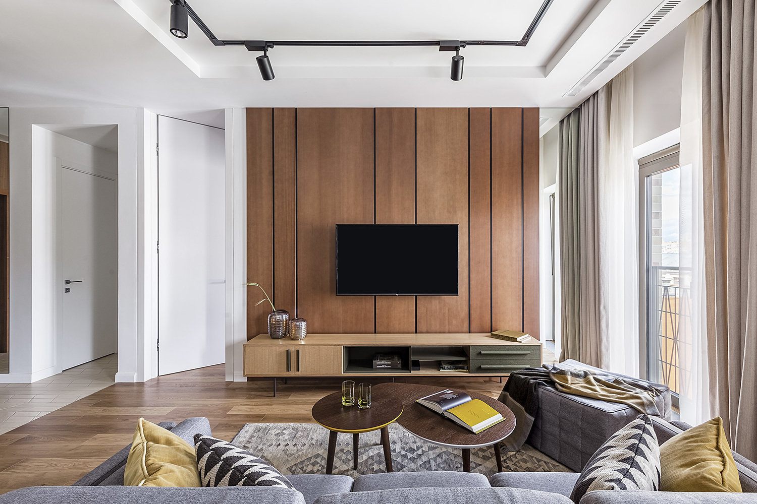 Фотография: Гостиная в стиле Современный, Скандинавский, Квартира, Проект недели, Москва, Монолитный дом, 2 комнаты, 40-60 метров, Anddesign, Александра Дашкевич, Наталья Каримова, ЖК I’am – фото на INMYROOM